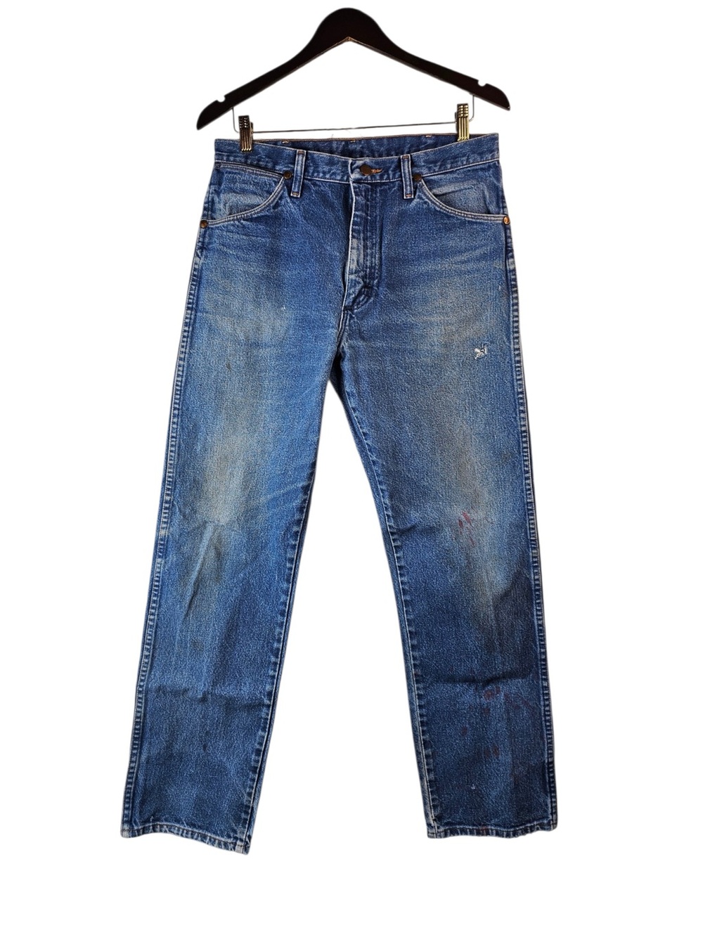 Vintage USA Wrangler 13MWZPW Mens Cowboy Cut Heavy Distressed Jeans 33x32